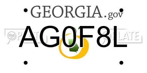 AG0F8L Georgia License Plate
