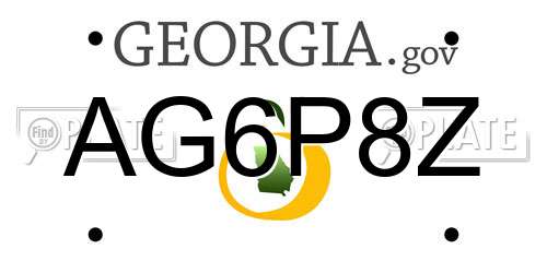 AG6P8Z Georgia License Plate