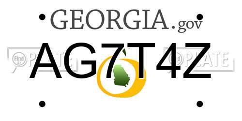 AG7T4Z Georgia License Plate