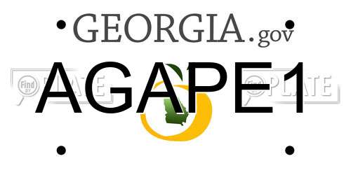 AGAPE1 Georgia License Plate