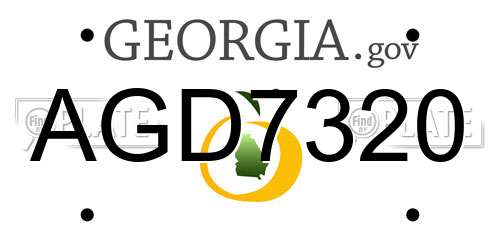 AGD7320 Georgia License Plate