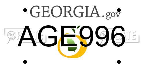 AGE996 Georgia License Plate