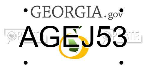 AGEJ53 Georgia License Plate