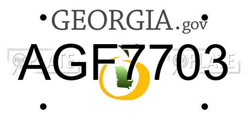 AGF7703 Georgia License Plate