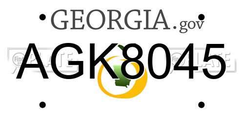 AGK8045 Georgia License Plate