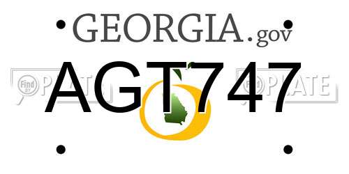 AGT747 Georgia License Plate