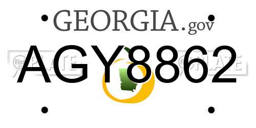 AGY8862 Georgia License Plate