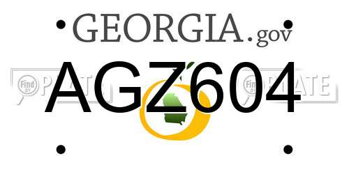 AGZ604 Georgia License Plate