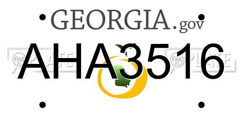 AHA3516 Georgia License Plate
