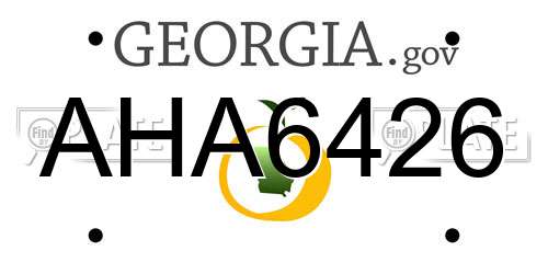 AHA6426 Georgia License Plate