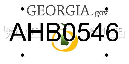 AHB0546 Georgia License Plate