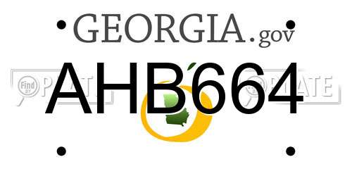 AHB664 Georgia License Plate