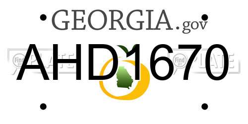 AHD1670 Georgia License Plate