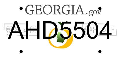 AHD5504 Georgia License Plate
