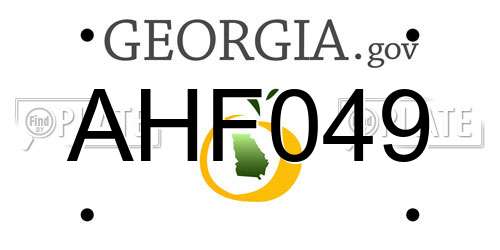 AHF049 Georgia License Plate