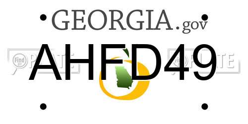 AHFD49 Georgia License Plate