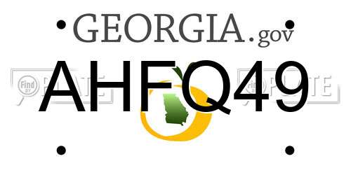 AHFQ49 Georgia License Plate