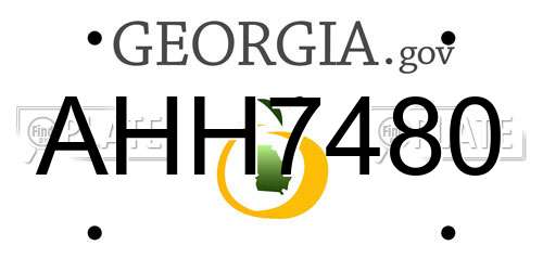 AHH7480 Georgia License Plate