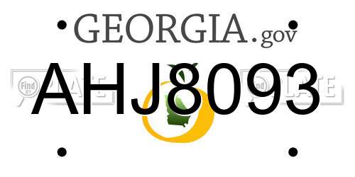 AHJ8093 Georgia License Plate