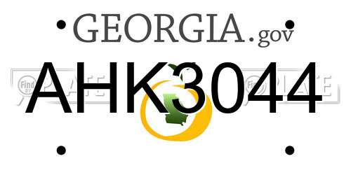 AHK3044 Georgia License Plate