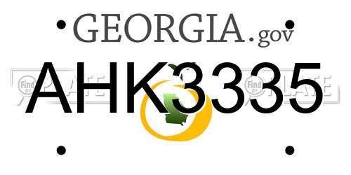 AHK3335 Georgia License Plate