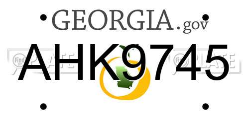 AHK9745 Georgia License Plate