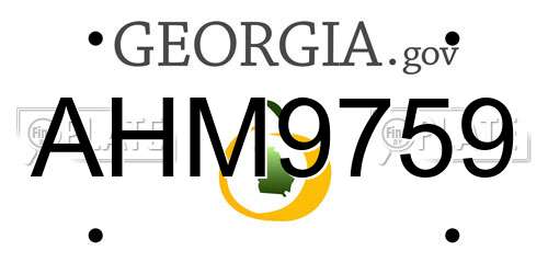 AHM9759 Georgia License Plate