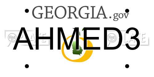 AHMED3 Georgia License Plate