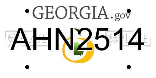 AHN2514 Georgia License Plate