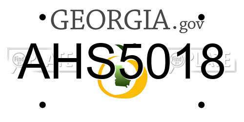 AHS5018 Georgia License Plate