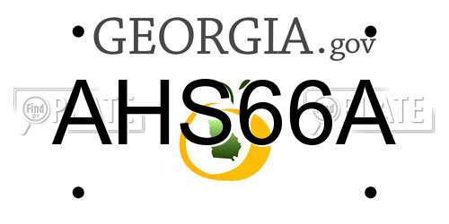 AHS66A Georgia License Plate