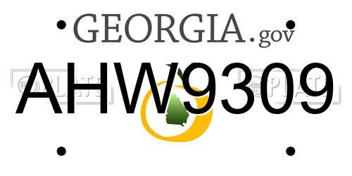AHW9309 Georgia License Plate