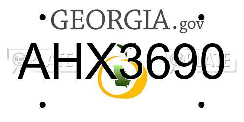 AHX3690 Georgia License Plate