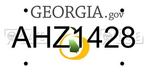 AHZ1428 Georgia License Plate