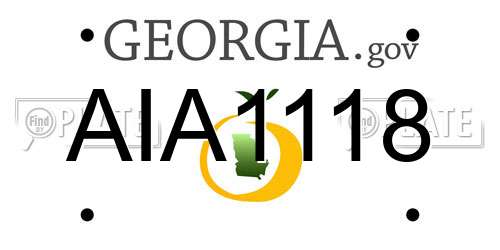 AIA1118 Georgia License Plate