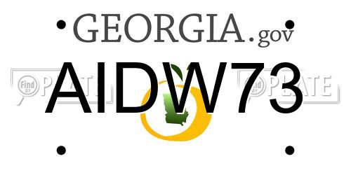AIDW73 Georgia License Plate