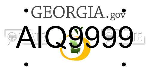 AIQ9999 Georgia License Plate