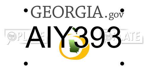 AIY393 Georgia License Plate