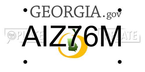 AIZ76M Georgia License Plate
