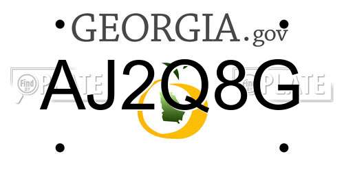AJ2Q8G Georgia License Plate