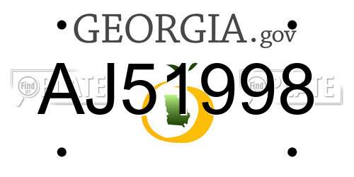 AJ51998 Georgia License Plate