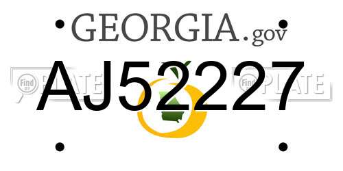 AJ52227 Georgia License Plate