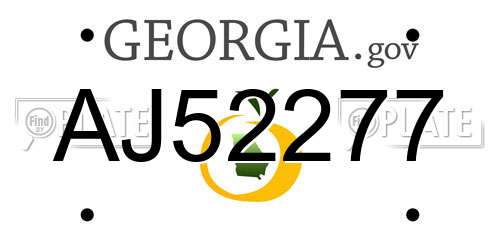 AJ52277 Georgia License Plate
