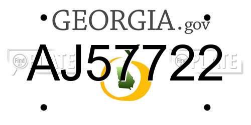 AJ57722 Georgia License Plate
