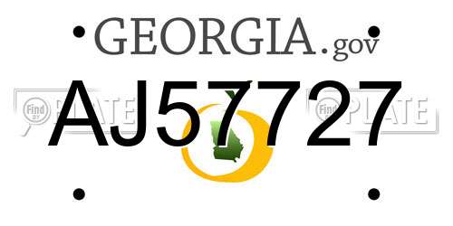 AJ57727 Georgia License Plate