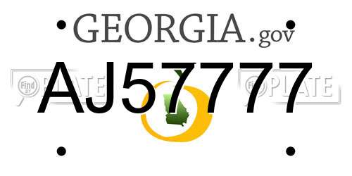 AJ57777 Georgia License Plate