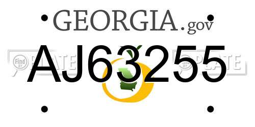 AJ63255 Georgia License Plate