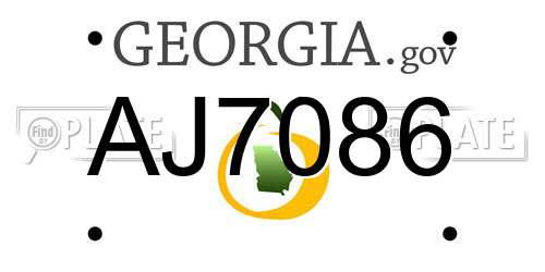 AJ7086 Georgia License Plate