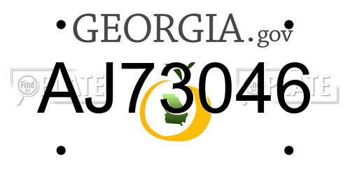 AJ73046 Georgia License Plate