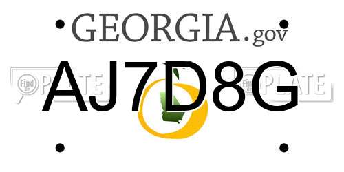 AJ7D8G Georgia License Plate